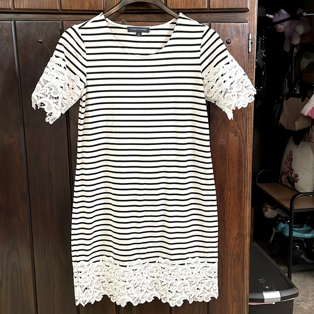 Tommy Hilfiger dress with lace accents on sleeves and bottom! NWOT